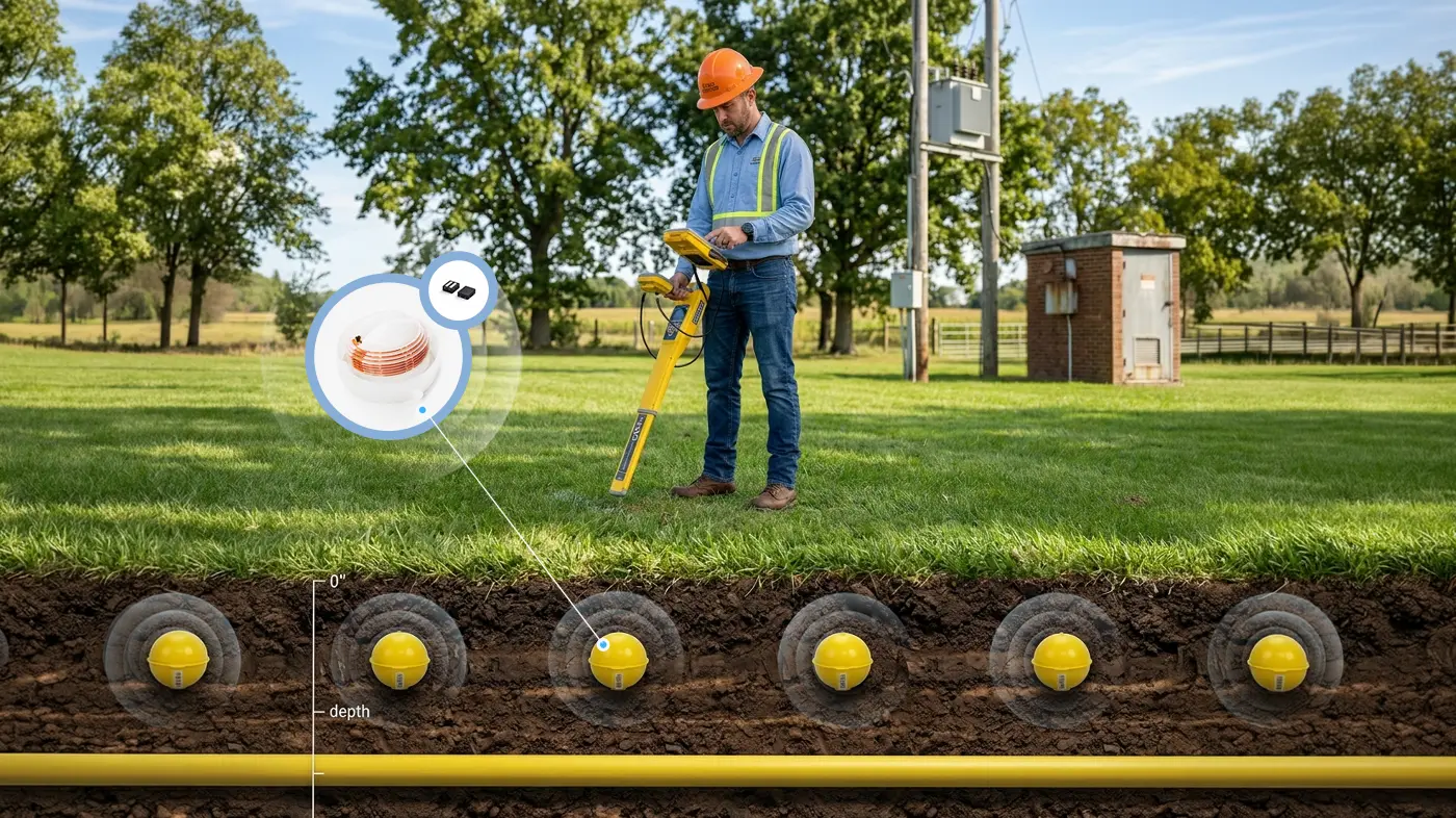 LF RFID microchip for underground pipe tracking